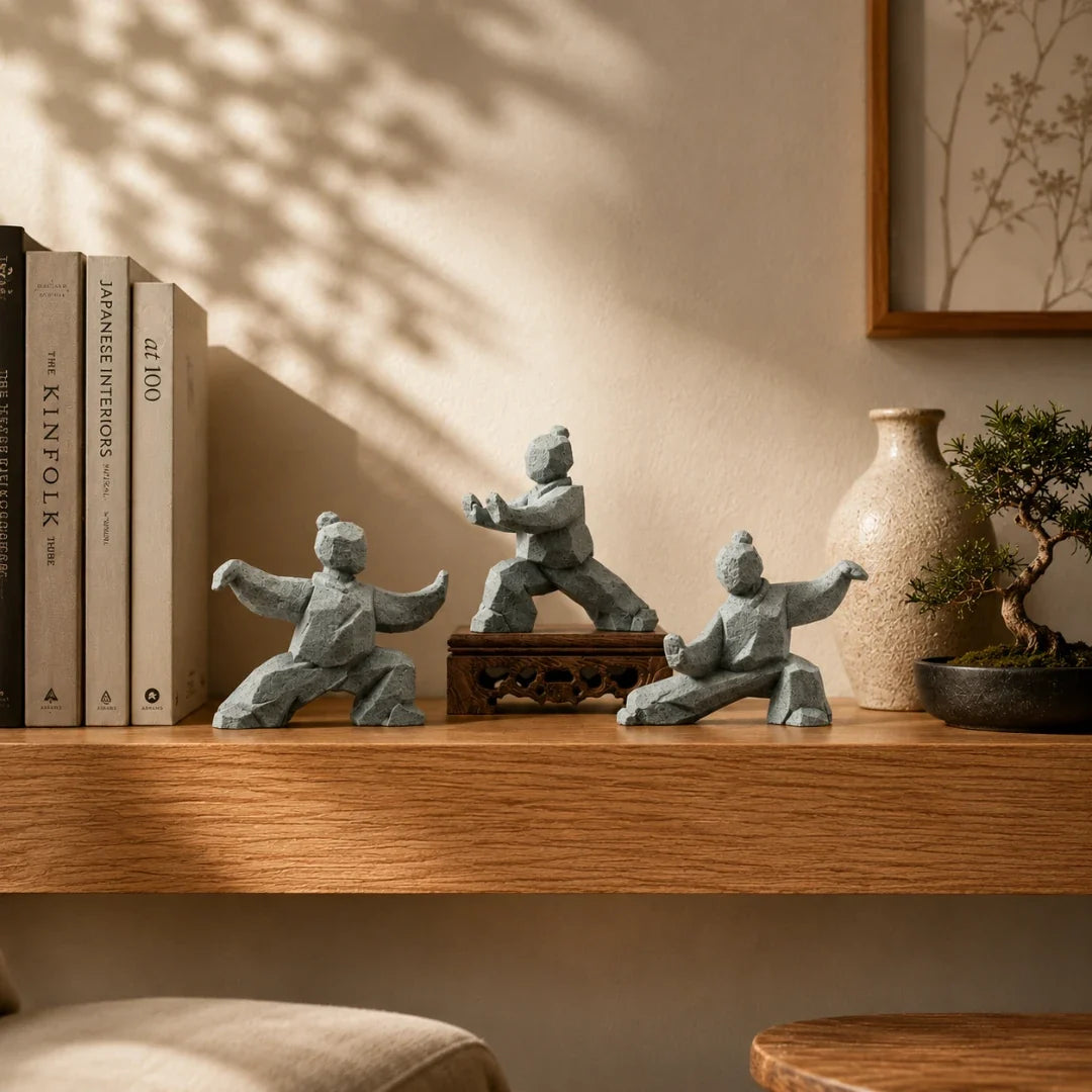 Tai Chi Figurine | 3D-Printed PLA & Matte Marble Finish