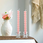 Taper Candle Holder | Ribbed Clear Glass & Weighted Base | Fits Standard Tapers