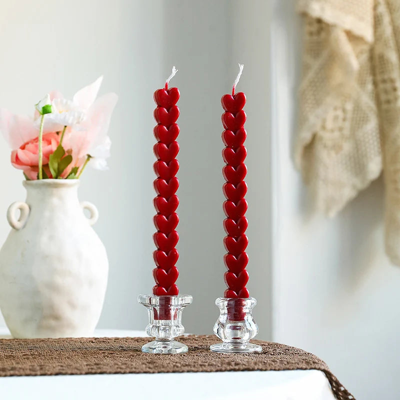 Taper Candle Holder | Ribbed Clear Glass & Weighted Base | Fits Standard Tapers