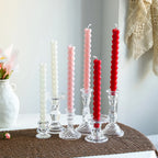 Taper Candle Holder | Ribbed Clear Glass & Weighted Base | Fits Standard Tapers