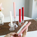 Taper Candle Holder | Ribbed Clear Glass & Weighted Base | Fits Standard Tapers