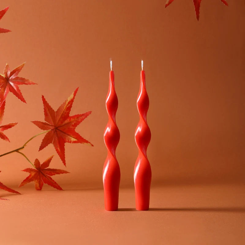Taper Candle Pair | Sinuous Twist & Drip-Resistant