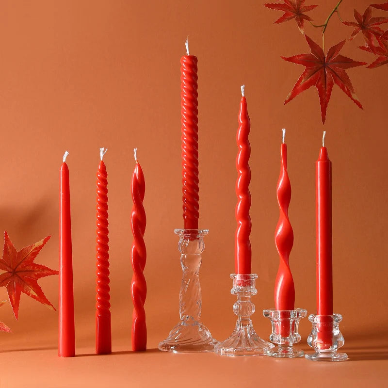 Taper Candle Pair | Sinuous Twist & Drip-Resistant