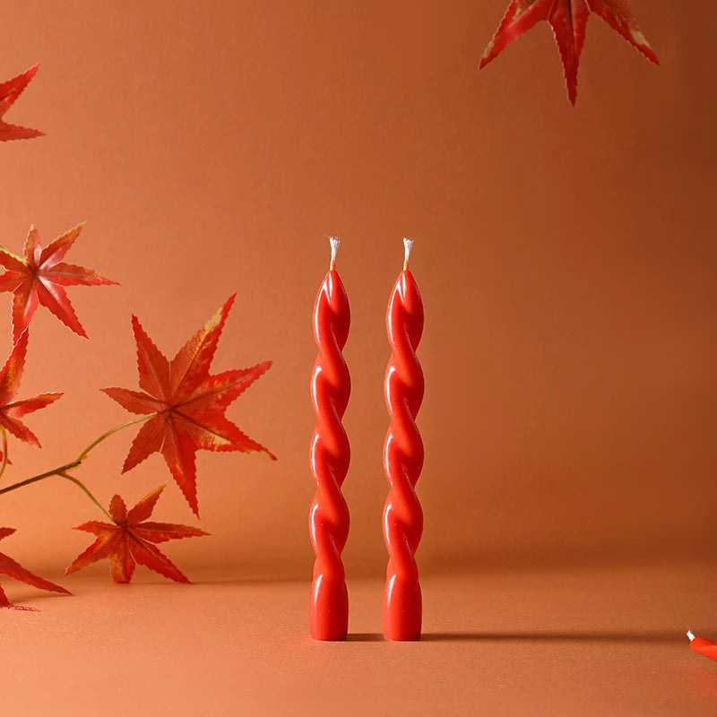 Taper Candle Pair | Sinuous Twist & Drip-Resistant
