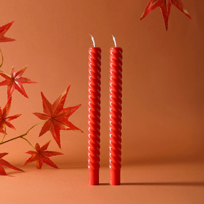Taper Candle Pair | Sinuous Twist & Drip-Resistant