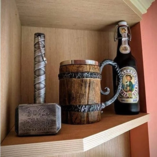 Tavern Mug | Norse-Inspired Carved Design & Double-Walled Insulation | 650 ml