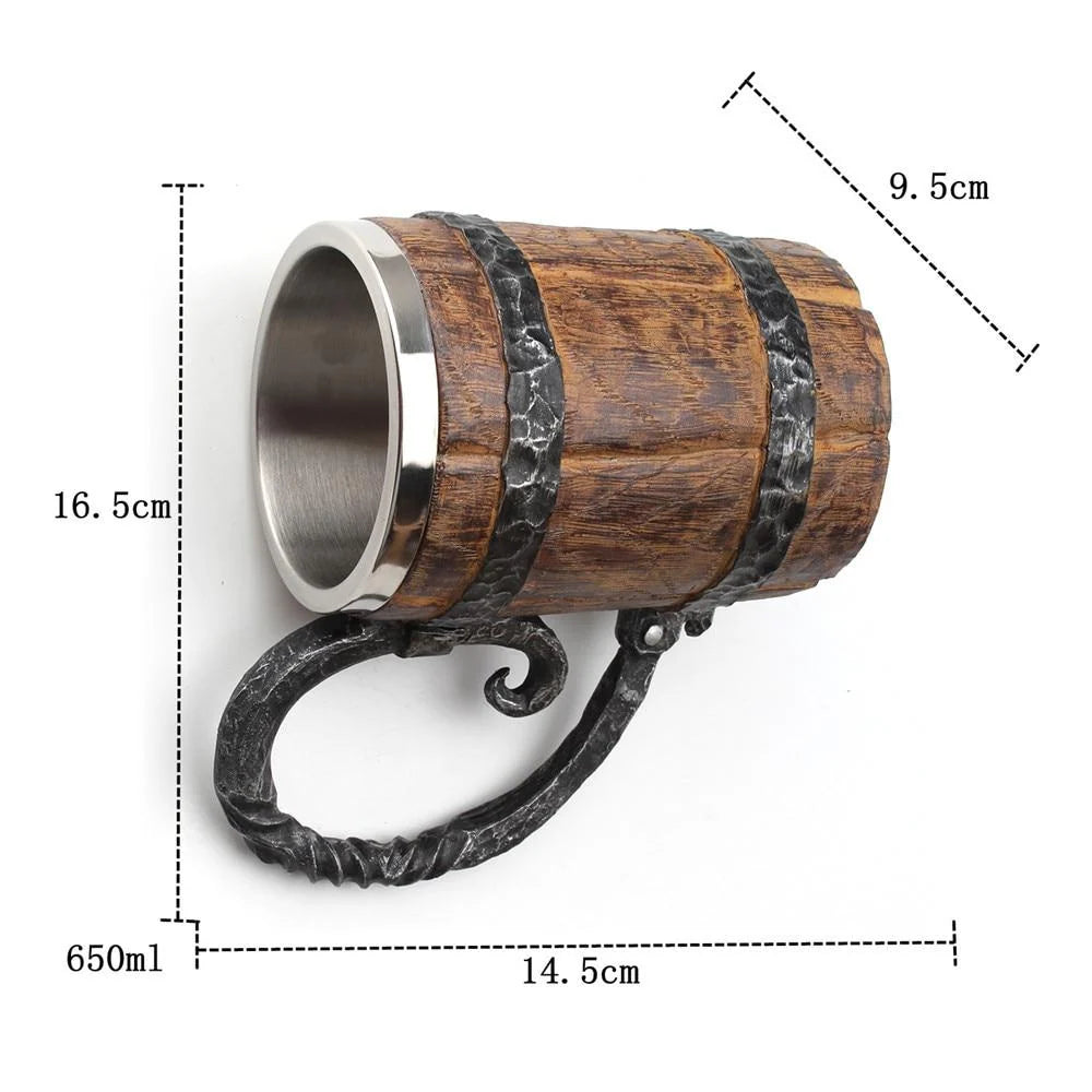 Tavern Mug | Norse-Inspired Carved Design & Double-Walled Insulation | 650 ml