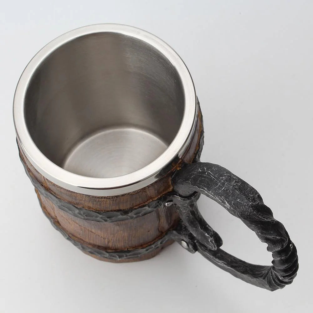 Tavern Mug | Norse-Inspired Carved Design & Double-Walled Insulation | 650 ml