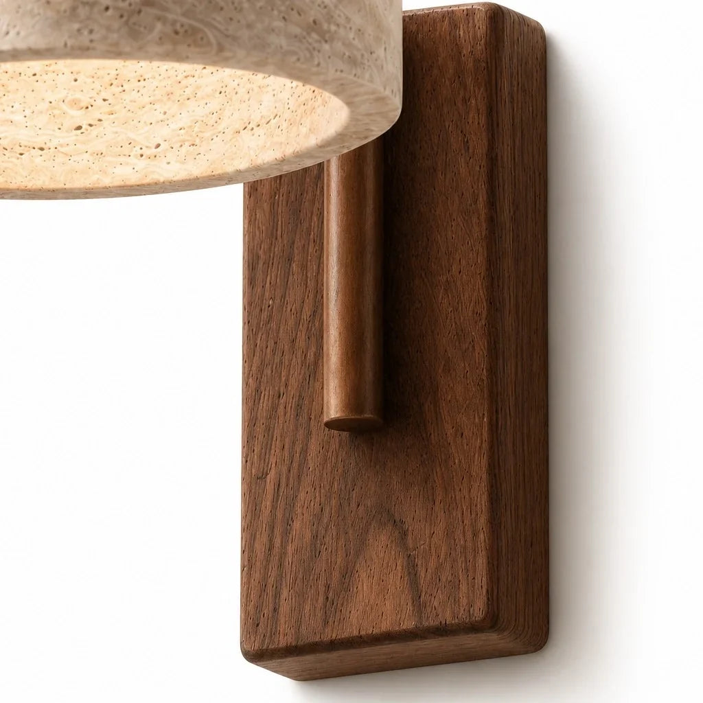 Tavik Vintage Rustic Travertine Cylinder Wall Lamp