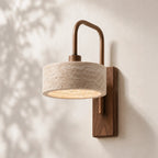 Tavik Vintage Rustic Travertine Cylinder Wall Lamp