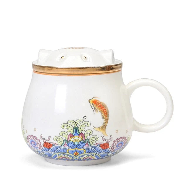 Tea Infuser Cup | Porcelain Removable Infuser Dishwasher & Microwave-Safe