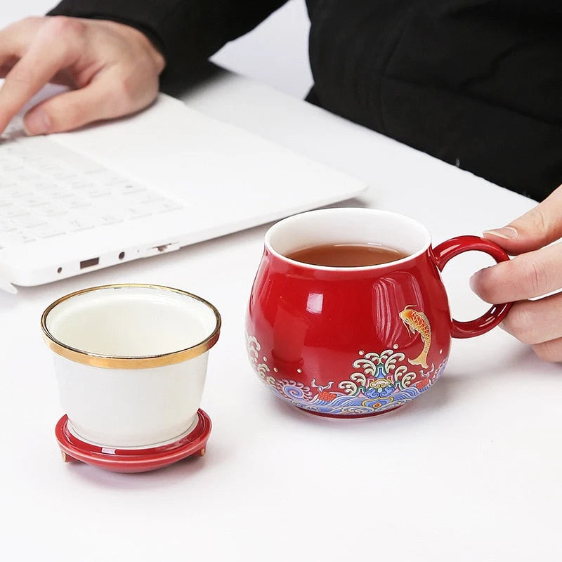 Tea Infuser Cup | Porcelain Removable Infuser Dishwasher & Microwave-Safe