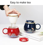 Tea Infuser Cup | Porcelain Removable Infuser Dishwasher & Microwave-Safe