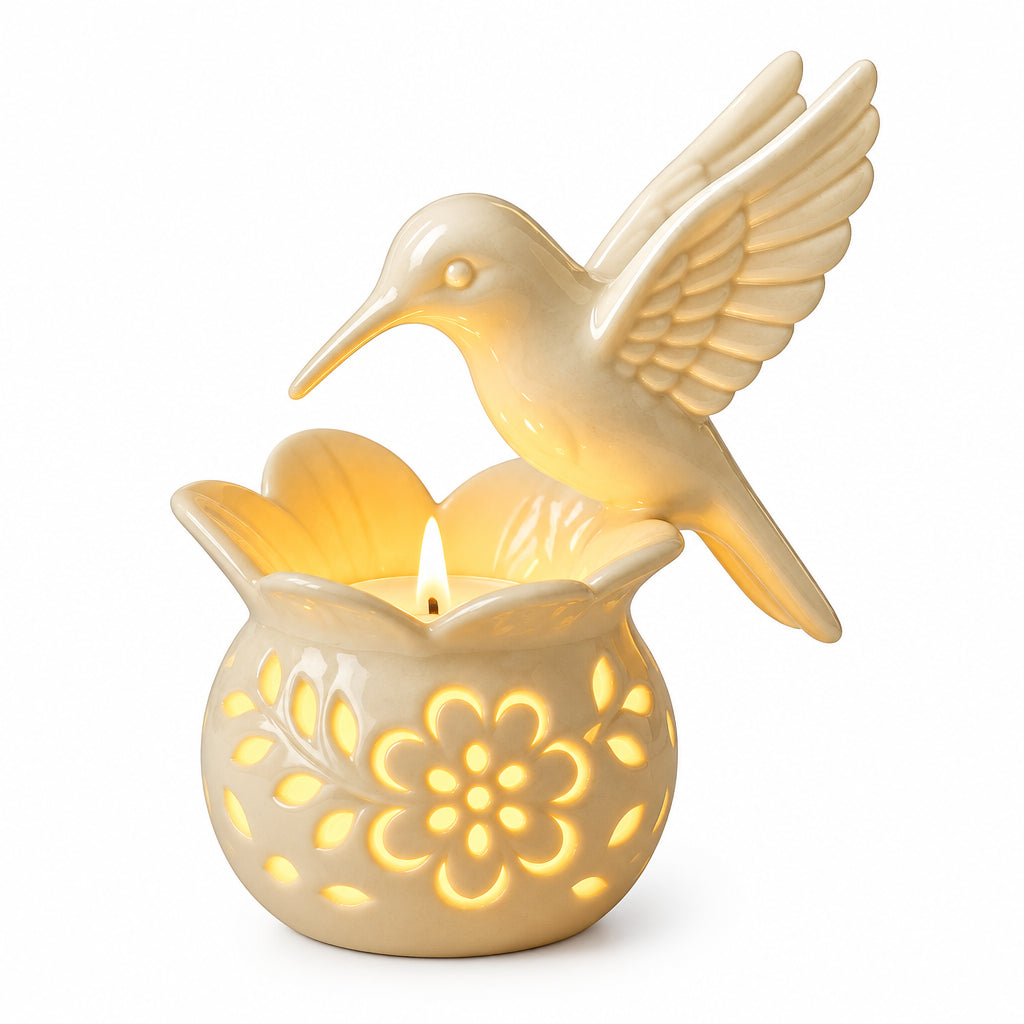 Tealight Candle Holder | Hummingbird Figurine & Compact Tabletop