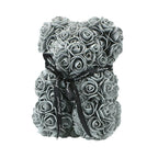 Teddy Bear | Handmade Faux Rose & Satin Bow | 25 cm Tall