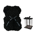 Teddy Bear | Handmade Faux Rose & Satin Bow | 25 cm Tall