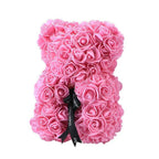 Teddy Bear | Handmade Faux Rose & Satin Bow | 25 cm Tall