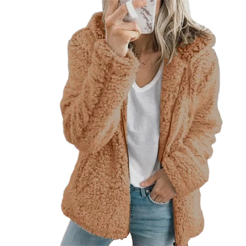 Teddy Fur Coat | Plush Fleece & Zippered Pockets