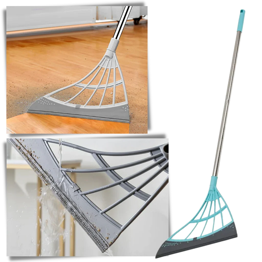 Telescopic Sweeper | Extendable Stainless Steel Rod & Rubber Squeegee Head | 53.1 Inch