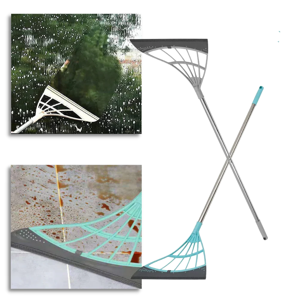 Telescopic Sweeper | Extendable Stainless Steel Rod & Rubber Squeegee Head | 53.1 Inch