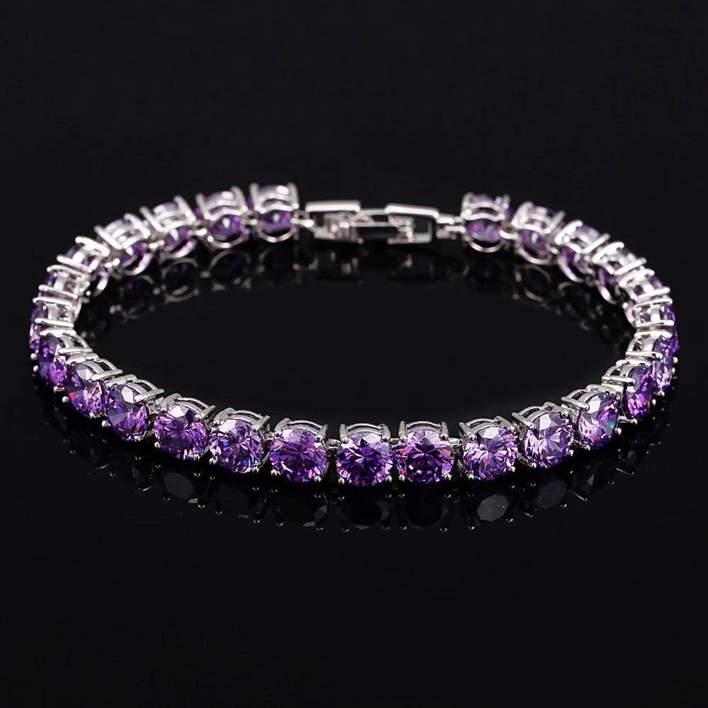 Tennis Bracelet | Sterling Silver & AAA Cubic Zirconia Heart Accent | 18 cm + 2.5 cm Extension