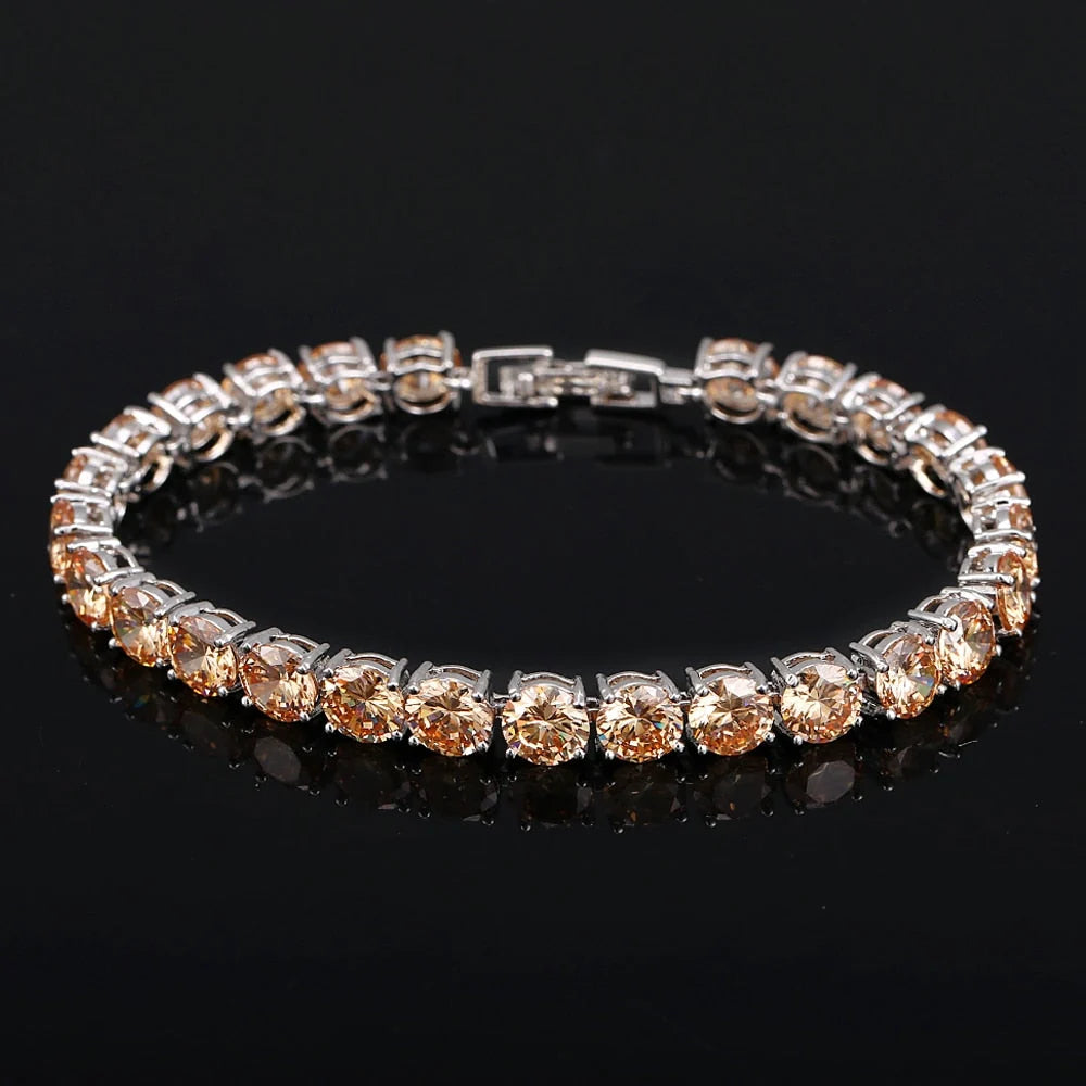 Tennis Bracelet | Sterling Silver & AAA Cubic Zirconia Heart Accent | 18 cm + 2.5 cm Extension