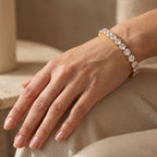 Tennis Bracelet | Sterling Silver & AAA Cubic Zirconia Heart Accent | 18 cm + 2.5 cm Extension