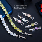 Tennis Bracelet | Sterling Silver & AAA Cubic Zirconia Heart Accent | 18 cm + 2.5 cm Extension