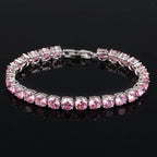 Tennis Bracelet | Sterling Silver & AAA Cubic Zirconia Heart Accent | 18 cm + 2.5 cm Extension