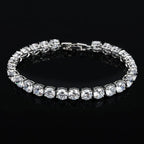 Tennis Bracelet | Sterling Silver & AAA Cubic Zirconia Heart Accent | 18 cm + 2.5 cm Extension