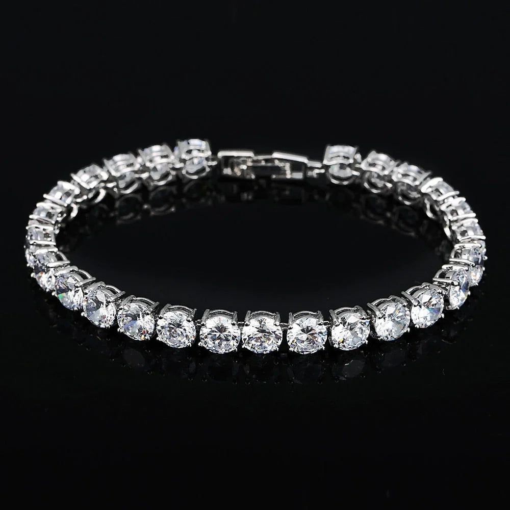 Tennis Bracelet | Sterling Silver & AAA Cubic Zirconia Heart Accent | 18 cm + 2.5 cm Extension