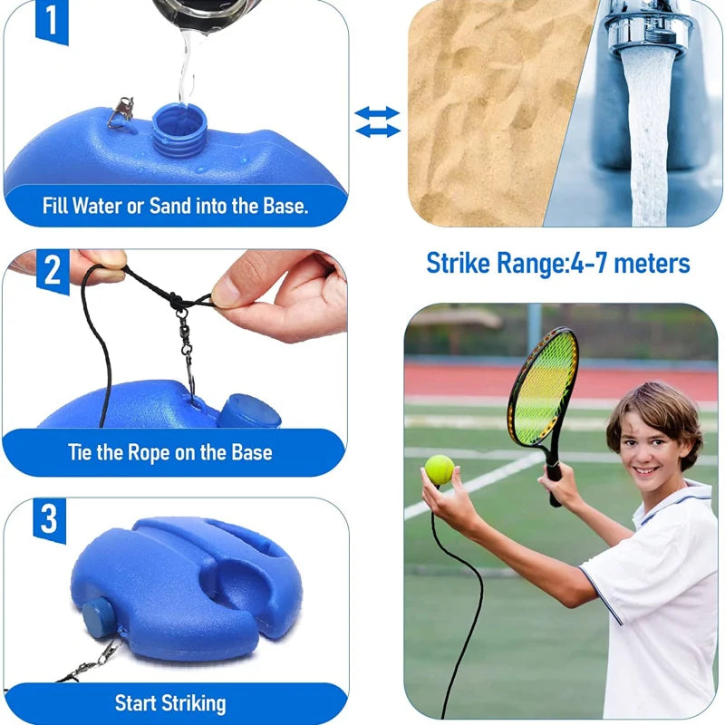 Tennis Trainer | Heavy-Duty Base & Elastic Rope