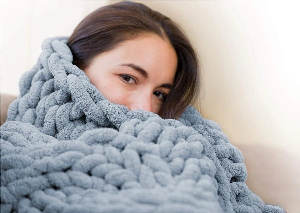 Throw Blanket | Chunky Cable-Knit & Gently Weighted