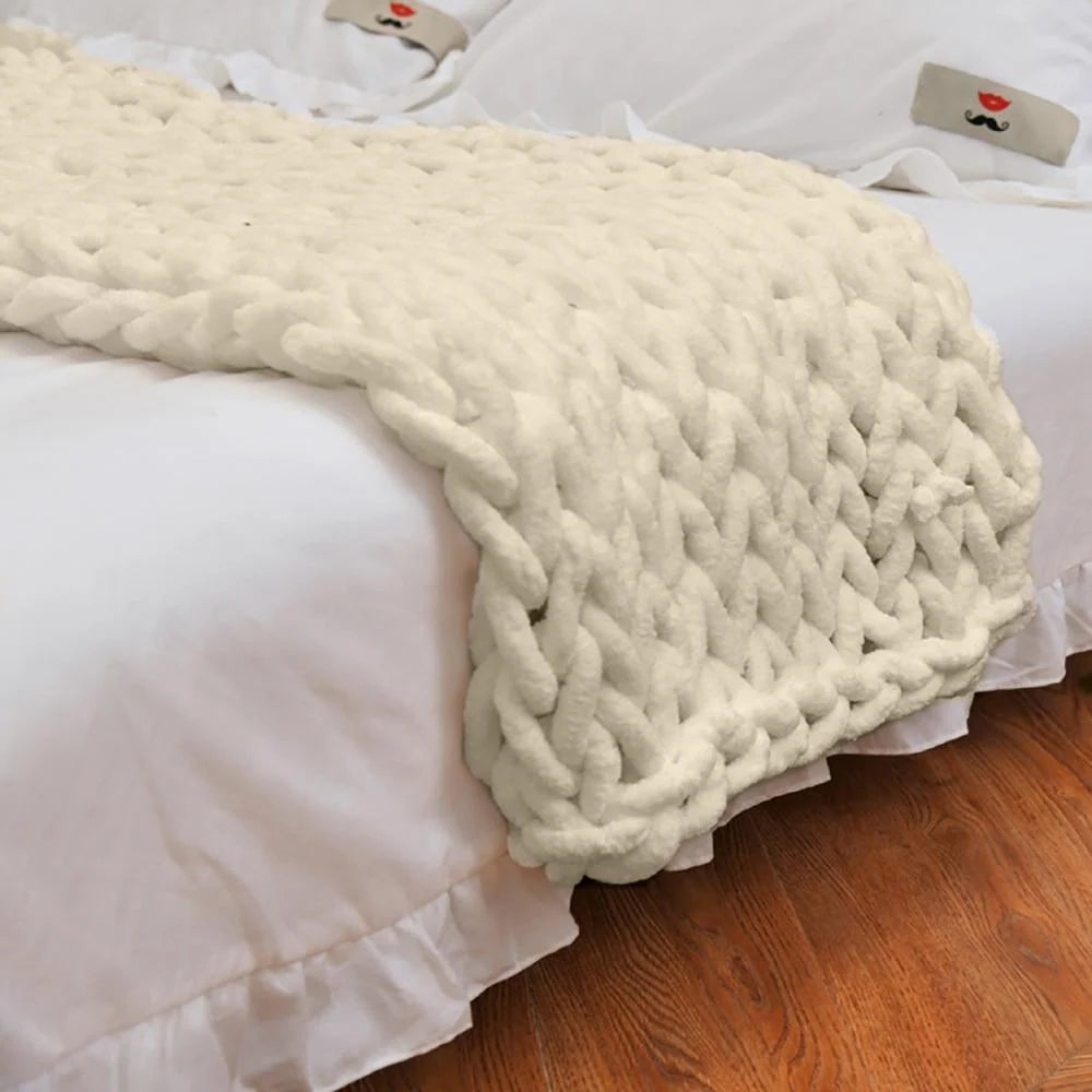 Throw Blanket | Chunky Cable-Knit & Gently Weighted
