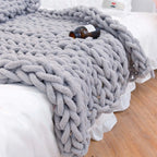 Throw Blanket | Chunky Cable-Knit & Gently Weighted