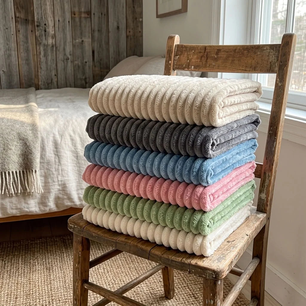 Throw Blanket | Chunky Ribbed Fleece | Machine Washable