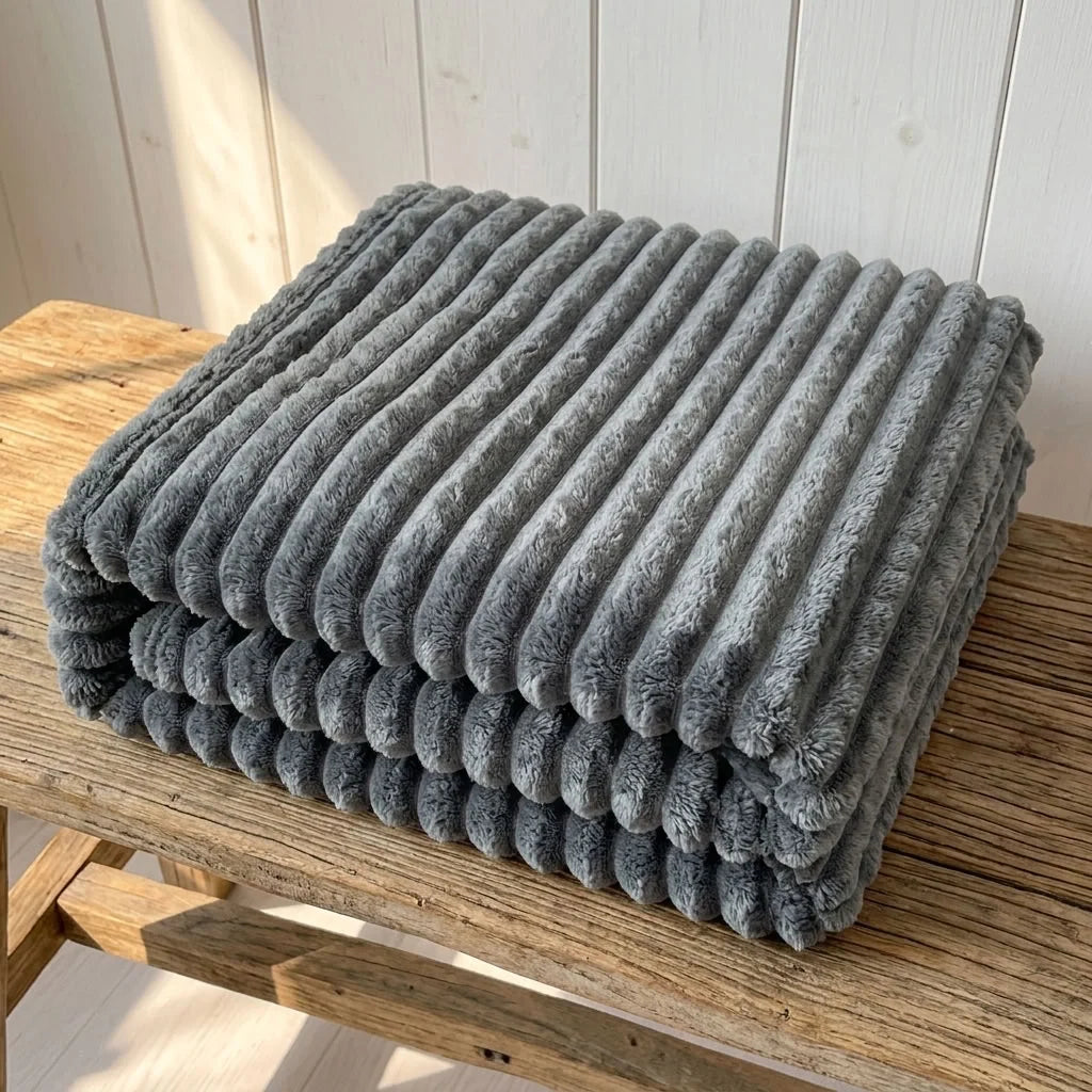 Throw Blanket | Chunky Ribbed Fleece | Machine Washable