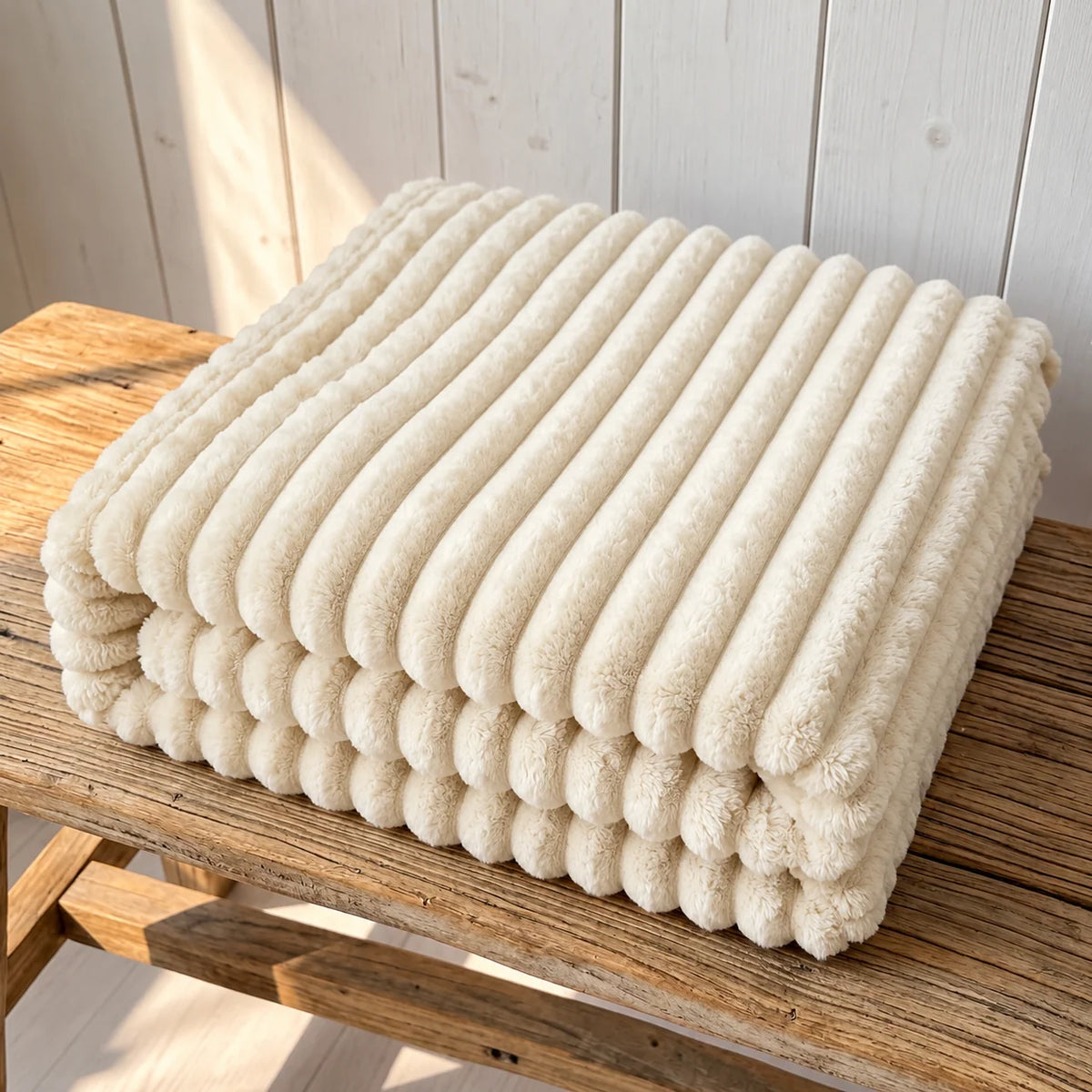 Throw Blanket | Chunky Ribbed Fleece | Machine Washable