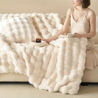 Throw Blanket | Reversible Bubble-Textured Faux Fur