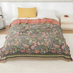 Throw Blanket | Reversible & Lightweight With Tasseled Edges