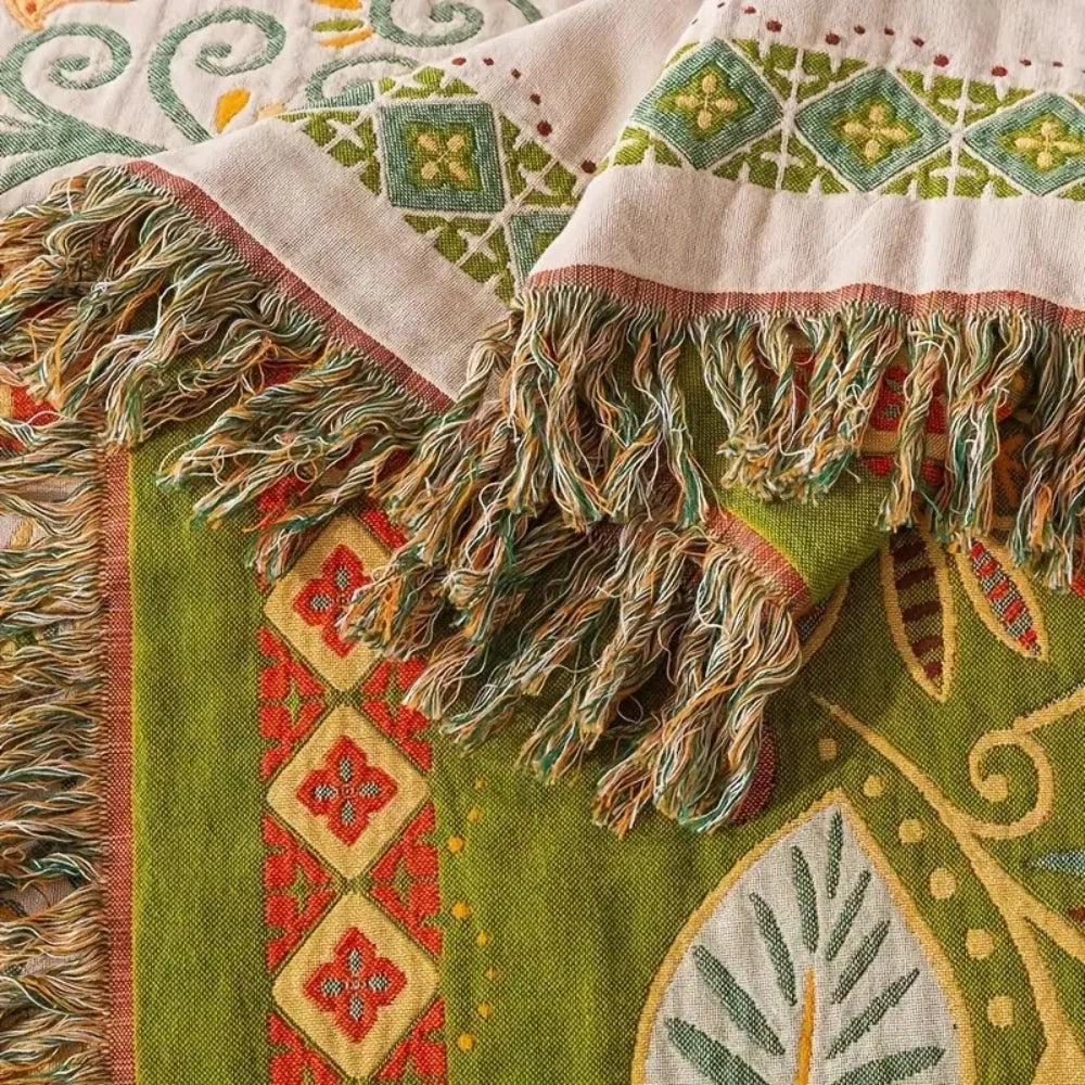 Throw Blanket | Reversible & Lightweight With Tasseled Edges