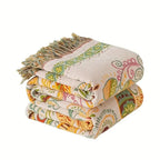 Throw Blanket | Reversible & Lightweight With Tasseled Edges