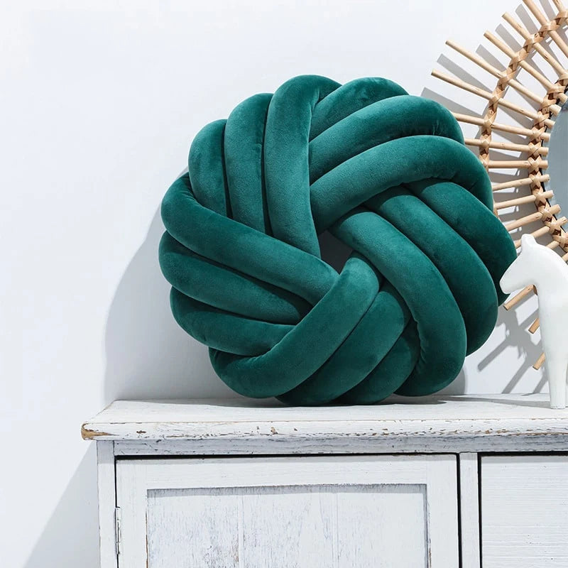 Throw Pillow | Knotted Ball & Plush Velvet