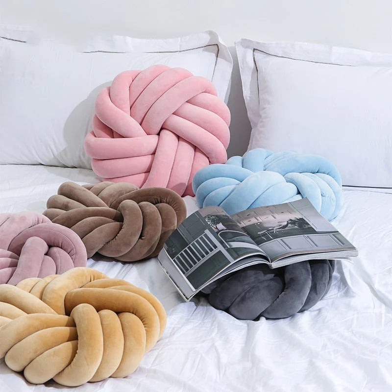 Throw Pillow | Knotted Ball & Plush Velvet