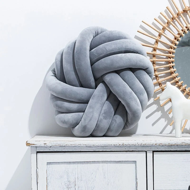 Throw Pillow | Knotted Ball & Plush Velvet