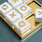 Tic-Tac-Toe Board | Marble & Stainless Steel | 30 x 30 cm