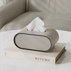 Tissue Box | Oval Leather & Contrasting Edge | 22 x 13 x 10 cm