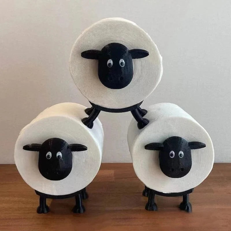 Toilet Paper Holder | Resin Sheep Design & Freestanding | Holds Up To 7 Rolls