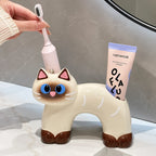 Toothbrush Holder | Cat-Shaped Glazed Ceramic & Dual Openings