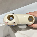 Toothbrush Holder | Cat-Shaped Glazed Ceramic & Dual Openings